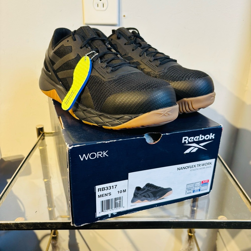 Reebok Work Mens RB3317 Nanoflex TR Work Construction Black Safety Toe Shoes 10M